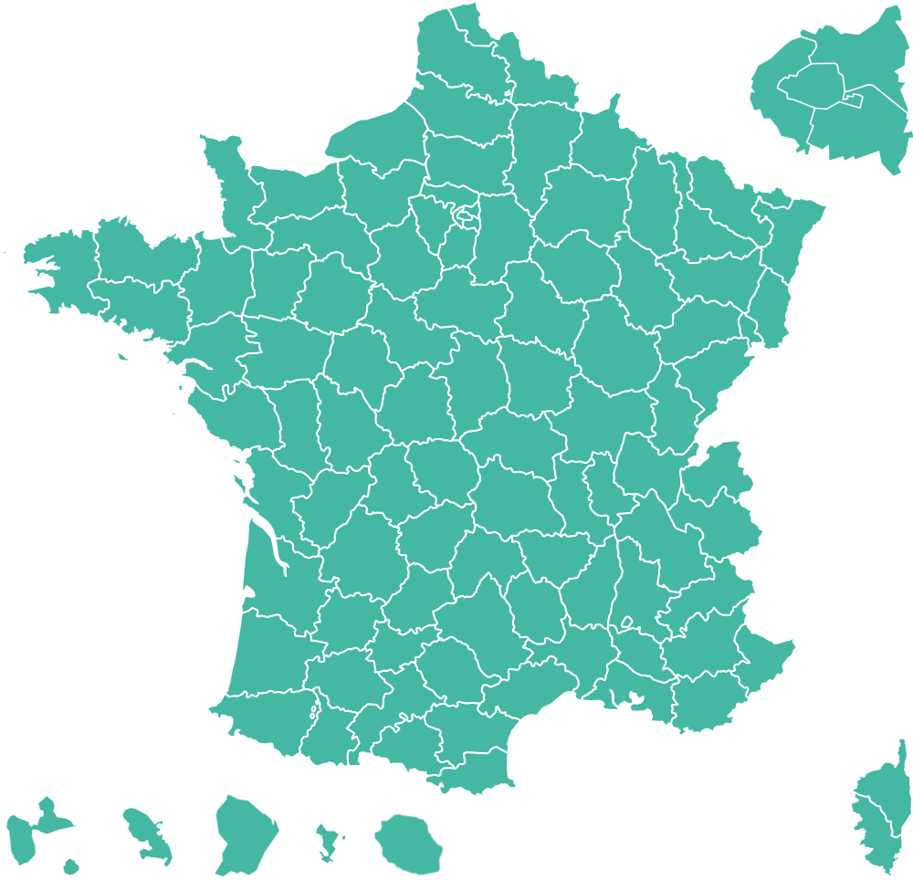 Map of France and Overseas Departments listing the victims of Distilbène®, Stilbestrol-Borne® and Furostilboestrol® (brand names for medicines containing diethylstilbestrol).
                                    Click on a department to display the number of victims.