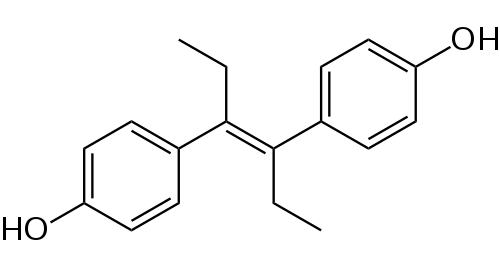 Structure du diethylstilestrol, un oestrogène non-stéroïdien