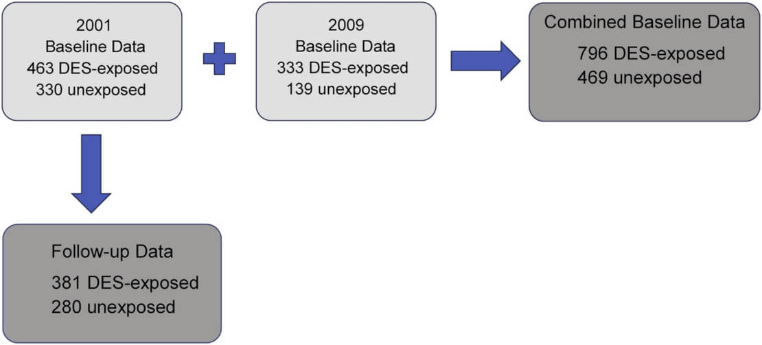 Diagram showing Third Generation Study women in the present analysis (dark gray).